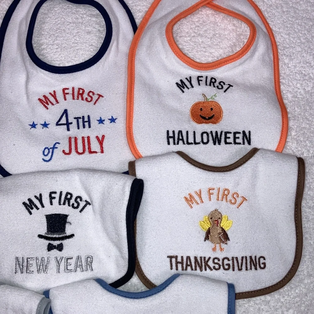 5/$20 Nwot HB baby’s first bibs one size unisex gender neutral